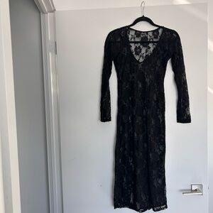 Black Lace Midi Dress